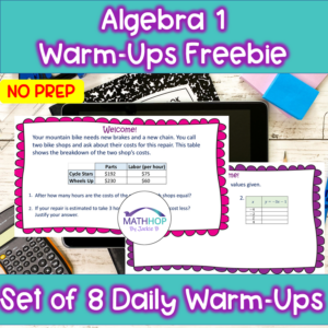 Algebra 1 warm ups free resource